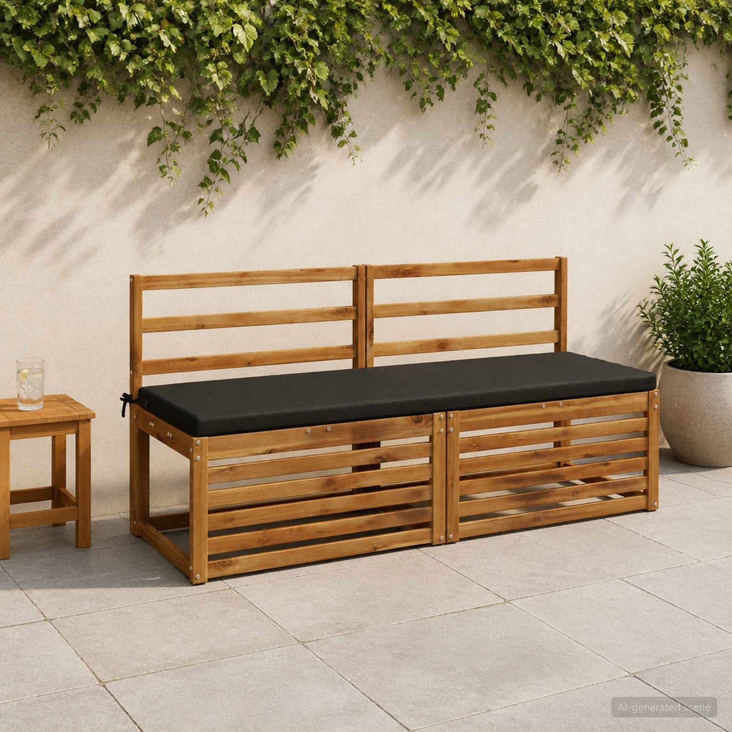 2-Piece Bench Cushions SOEST 2 pcs 100% Polyester Black