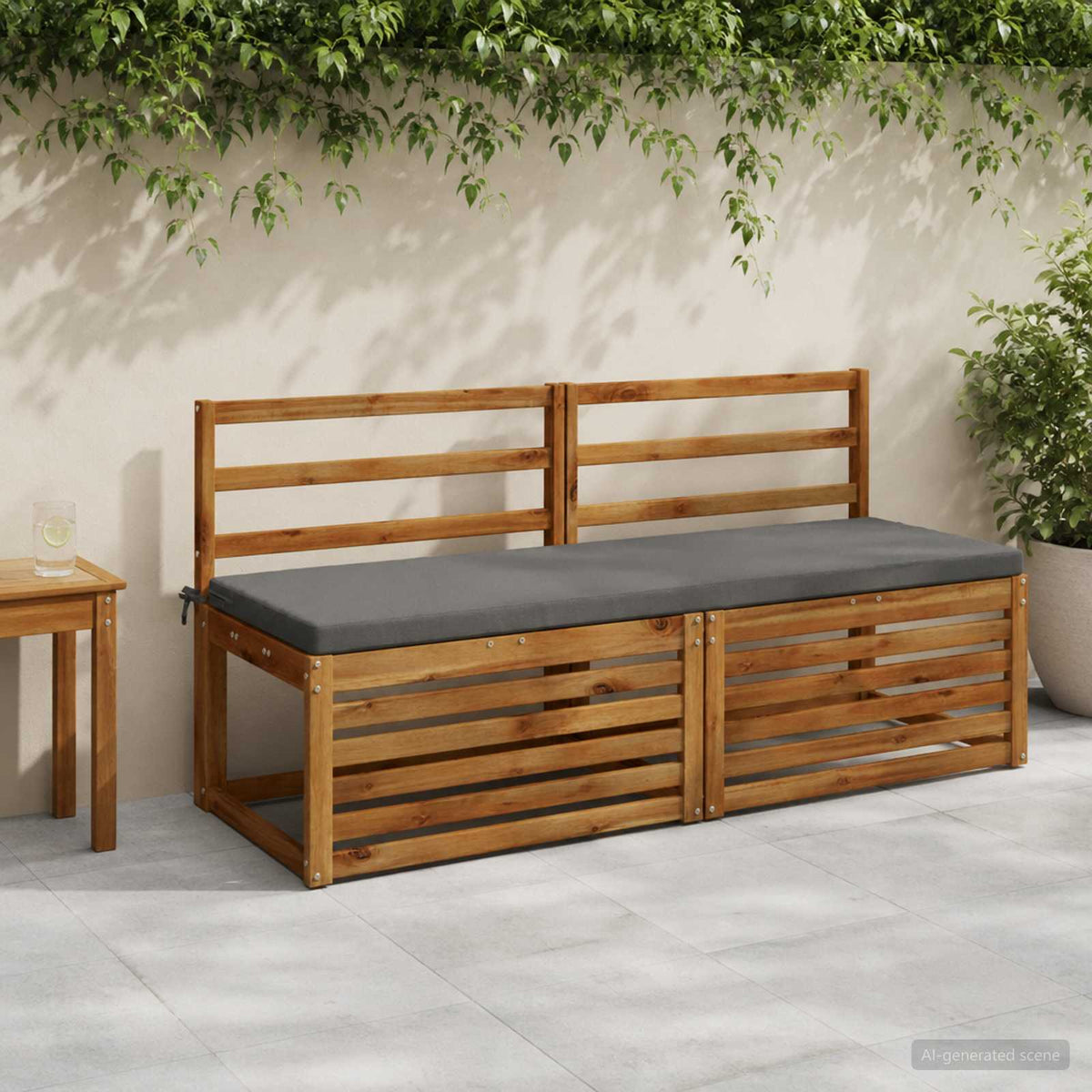 Bench Cushion SOEST 100% Polyester Grey 140 x 50 x 5 cm