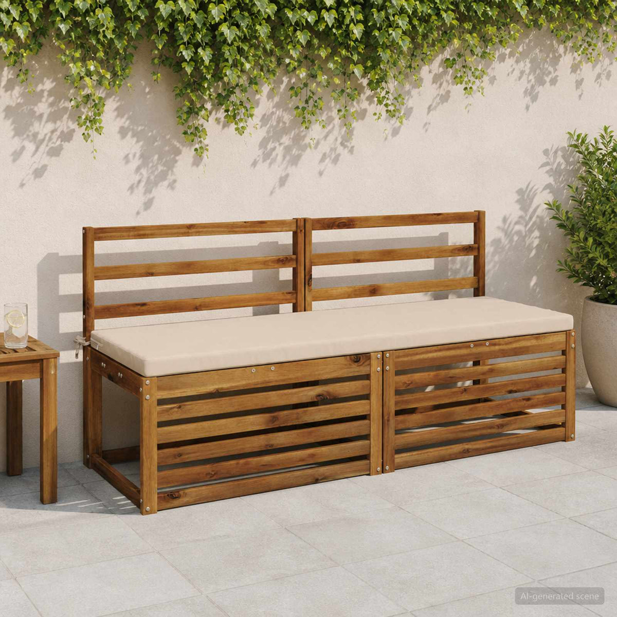 2-Piece Bench Cushions SOEST 2 pcs 100% Polyester Cream