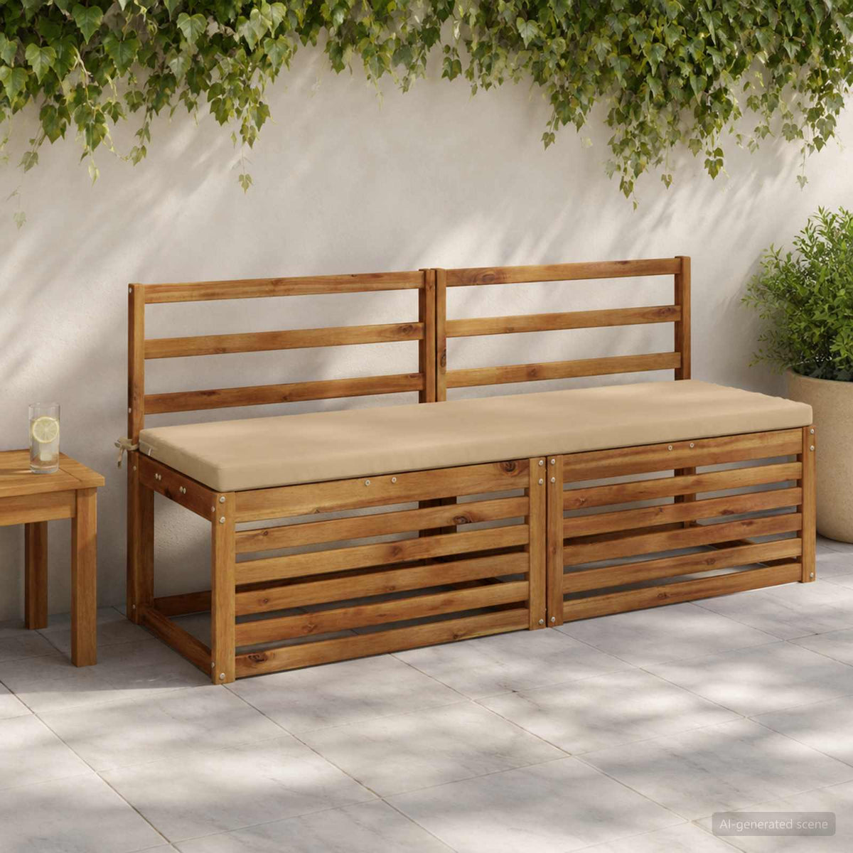 2-Piece Bench Cushions SOEST 2 pcs 100% Polyester Beige