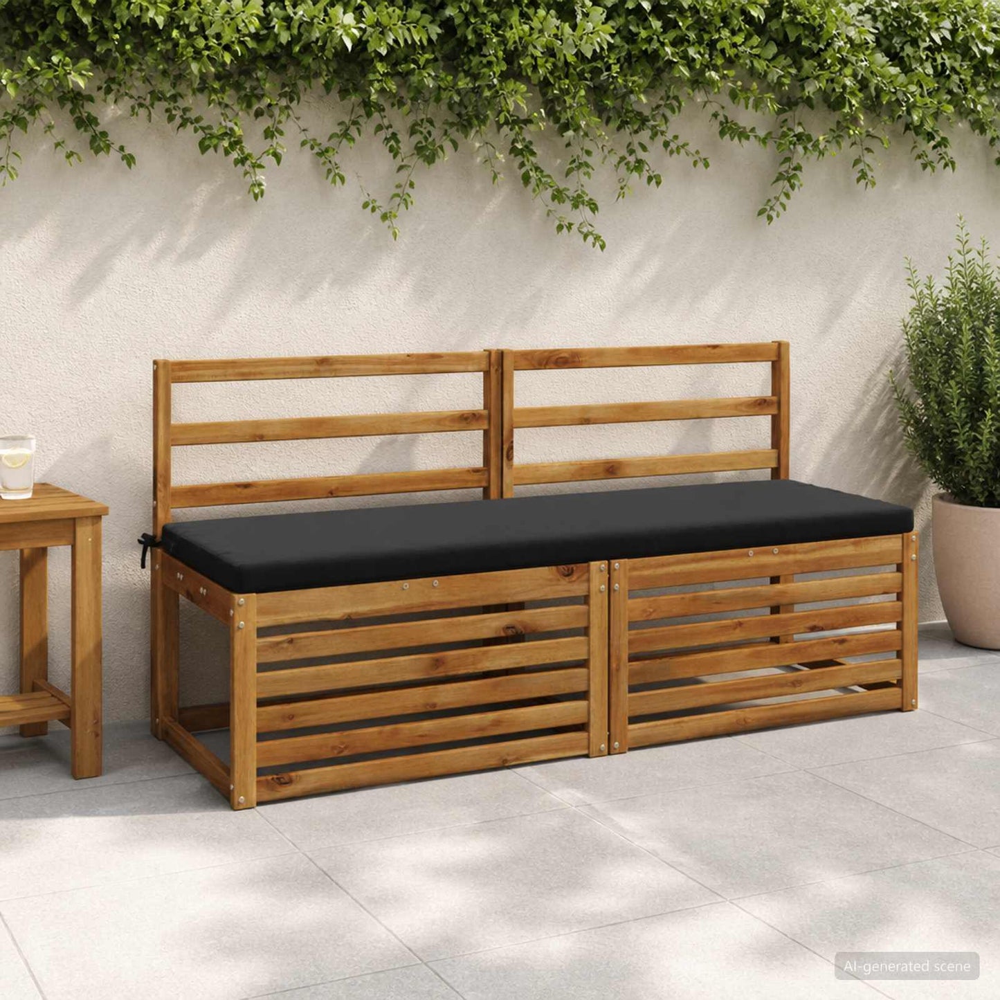 2-Piece Bench Cushions SOEST 2 pcs 100% Polyester Black