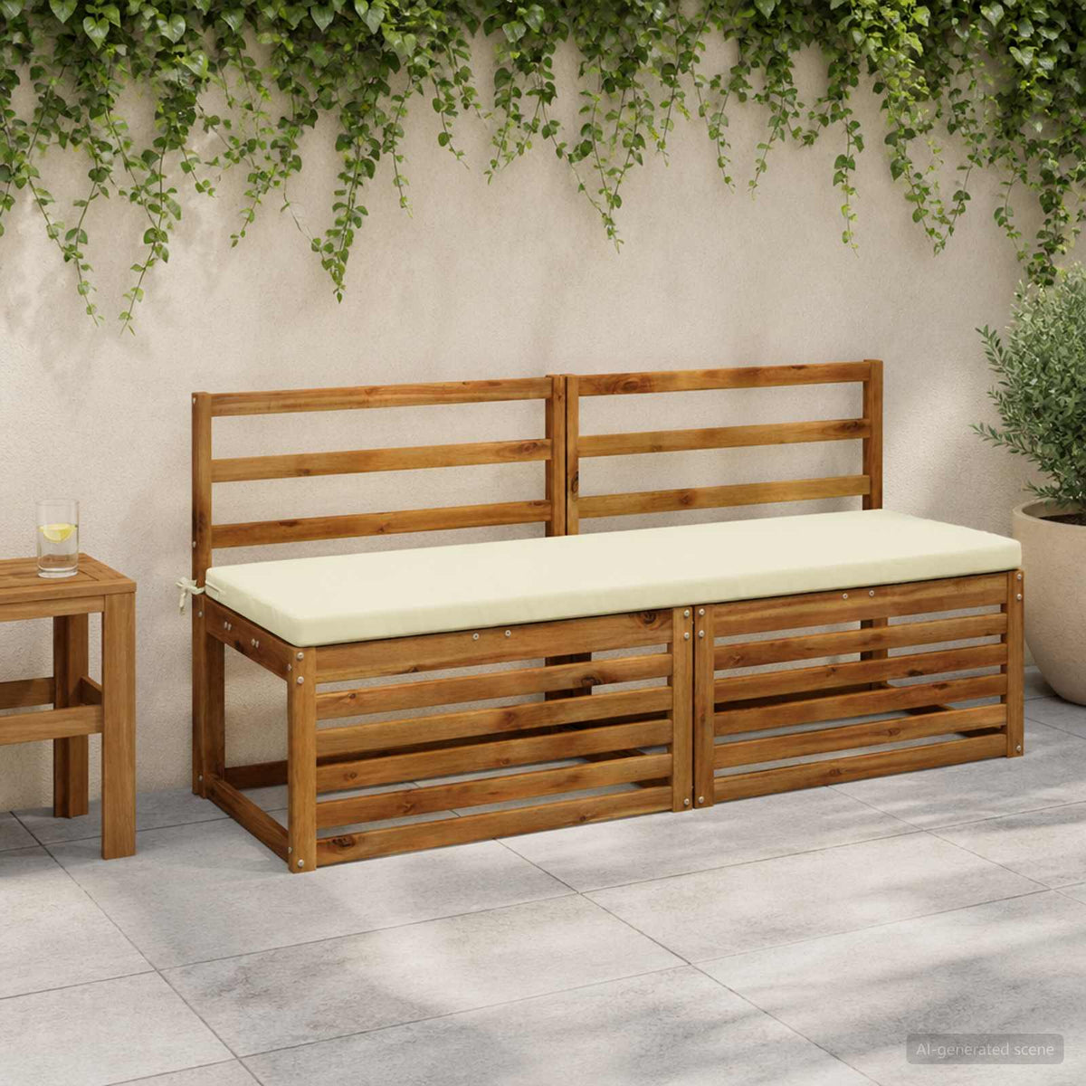 2-Piece Bench Cushions SOEST 2 pcs 100% Polyester Cream