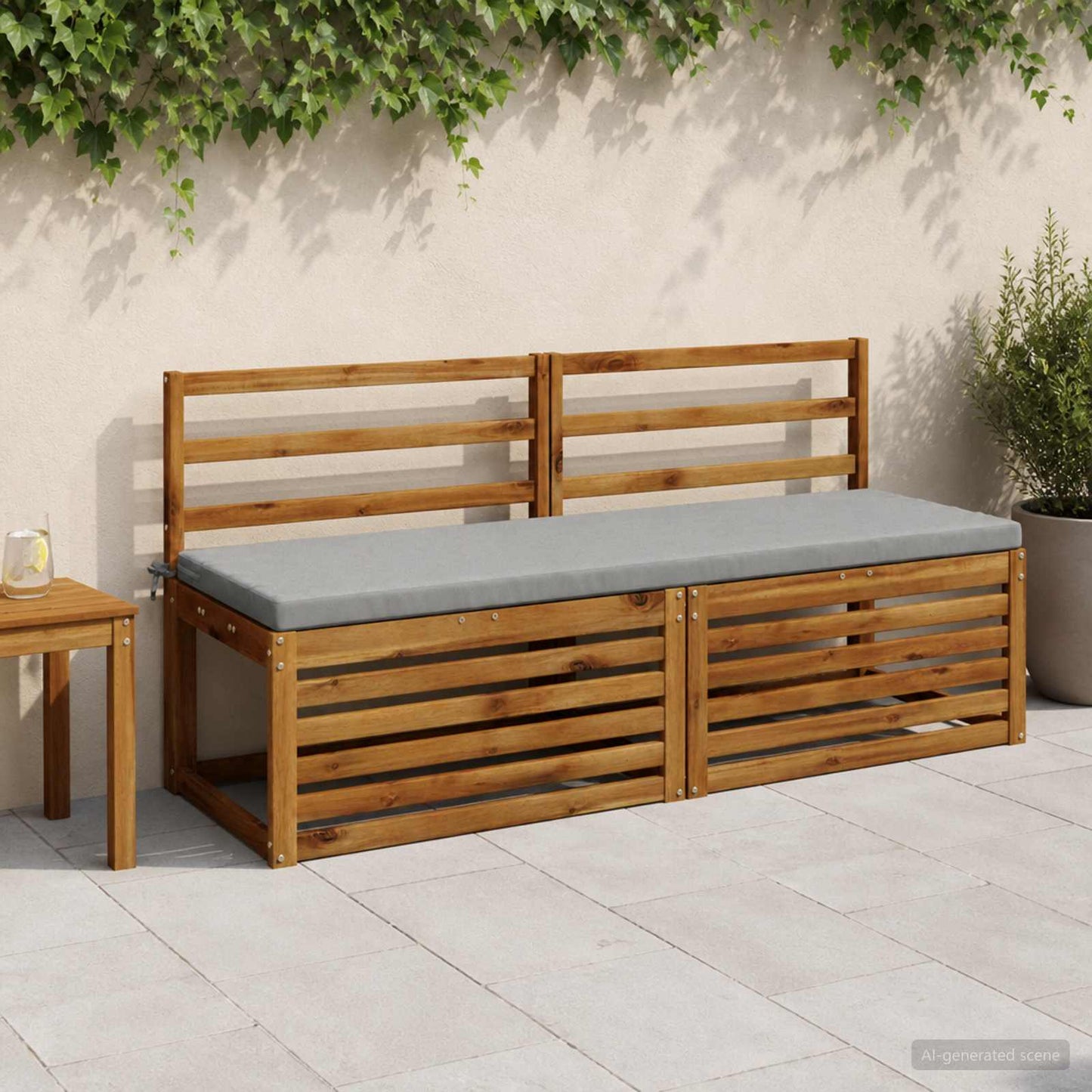 2-Piece Bench Cushions SOEST 2 pcs 100% Polyester Grey