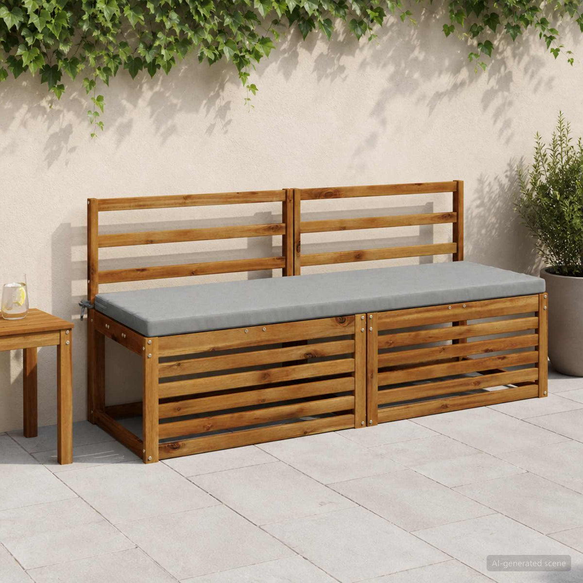 Bench Cushion SOEST 100% Polyester Grey 140 x 50 x 5 cm