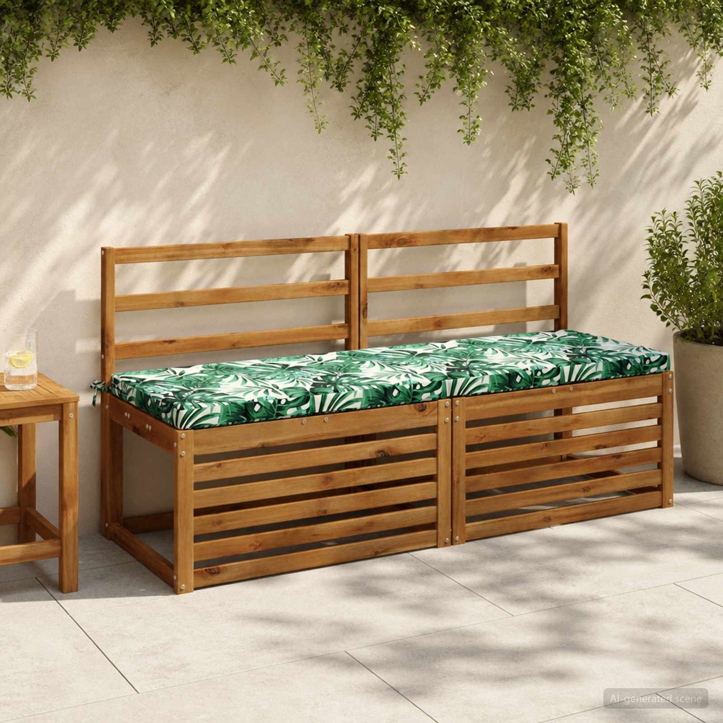 2-Piece Bench Cushions SOEST 2 pcs 100% Polyester Leaf Pattern