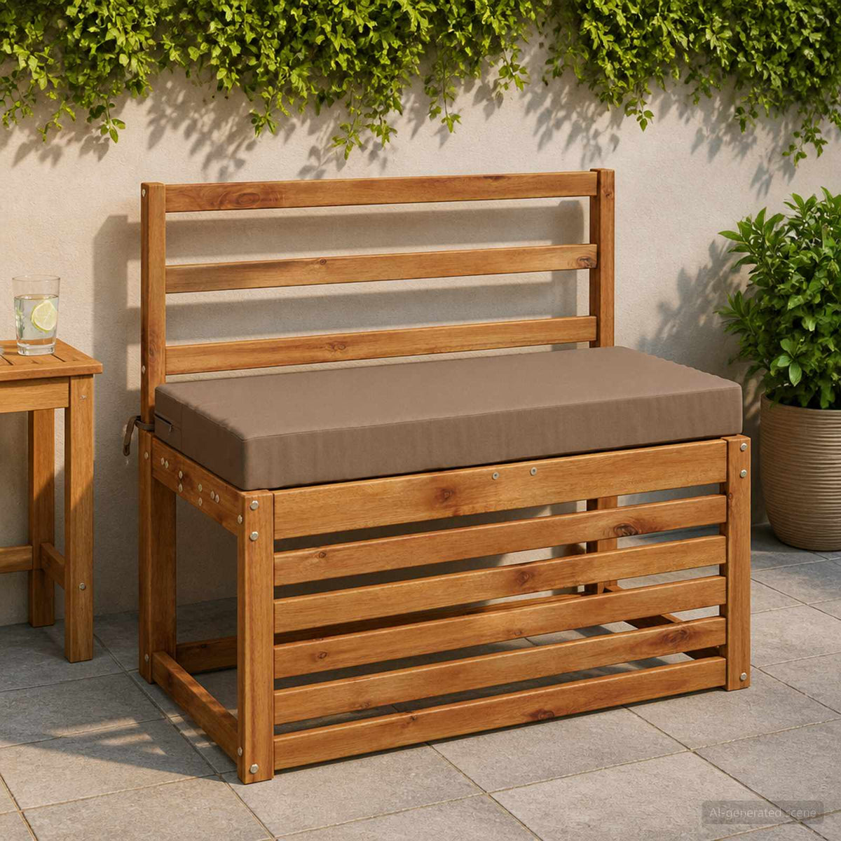 Bench Cushion SOEST 100% Polyester Taupe 80 x 40 x 8 cm