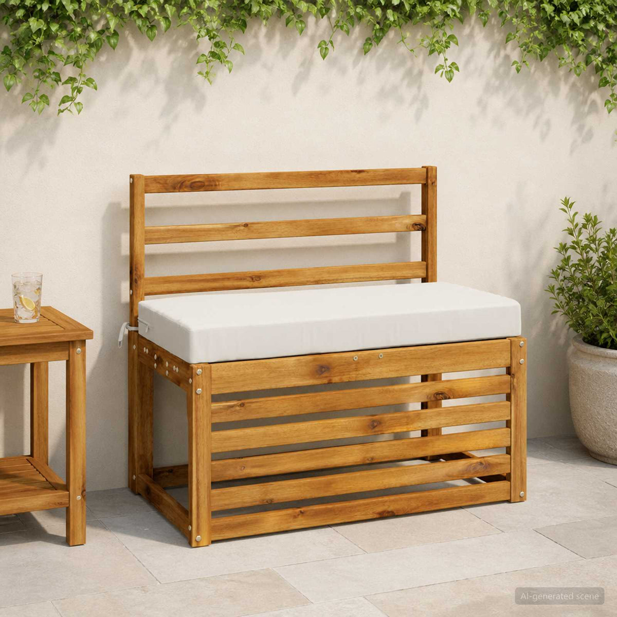 Bench Cushion SOEST 100% Polyester White 80 x 40 x 8 cm