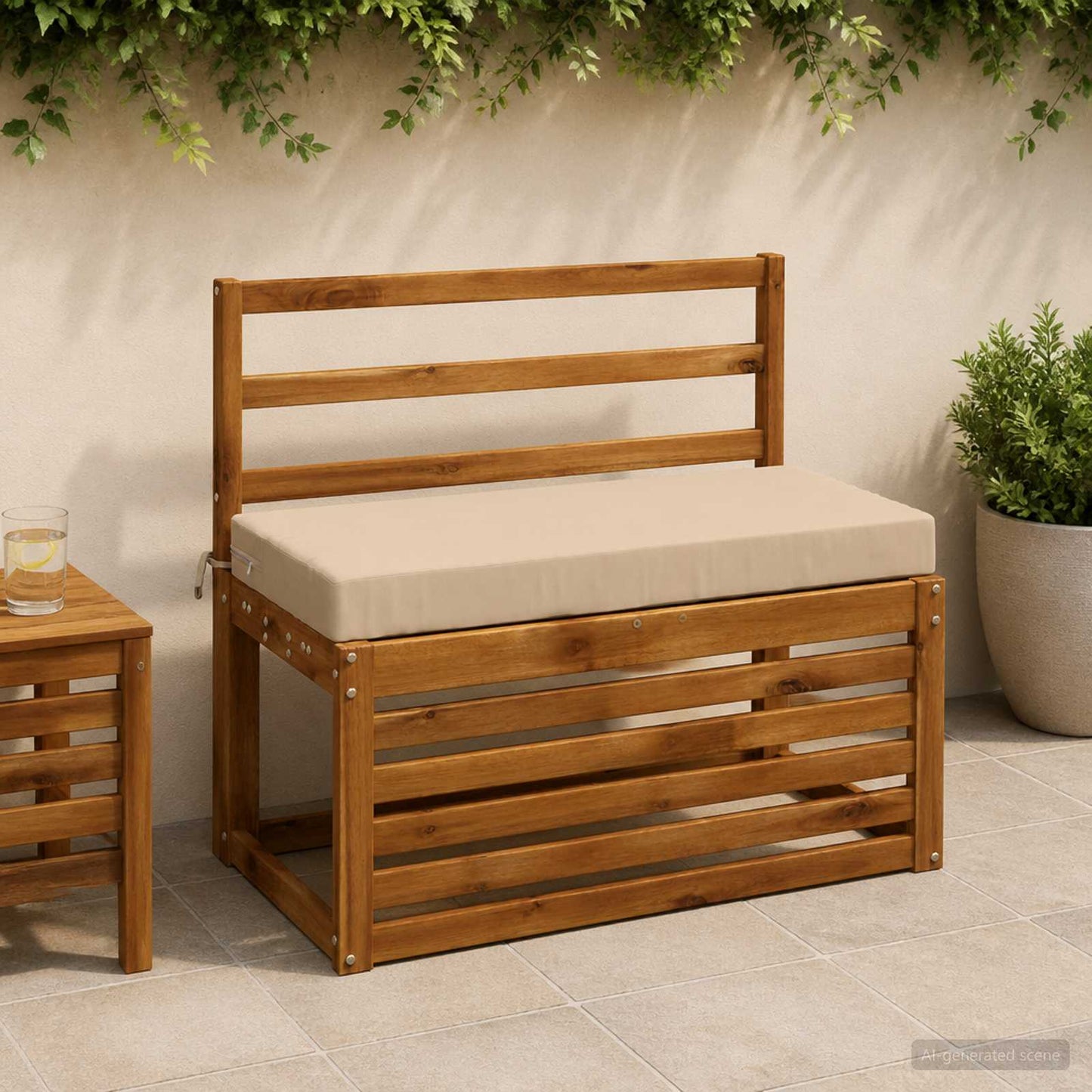 Bench Cushion SOEST 100% Polyester Cream 80 x 40 x 8 cm