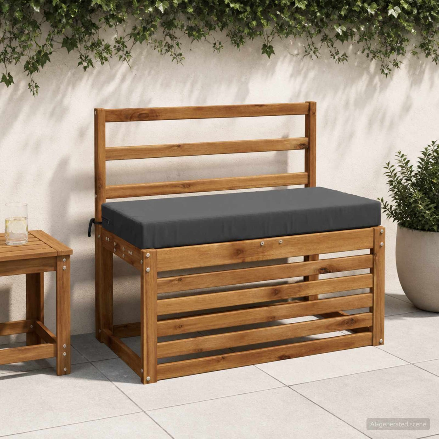 Bench Cushion SOEST 100% Polyester Anthracite 80 x 40 x 8 cm