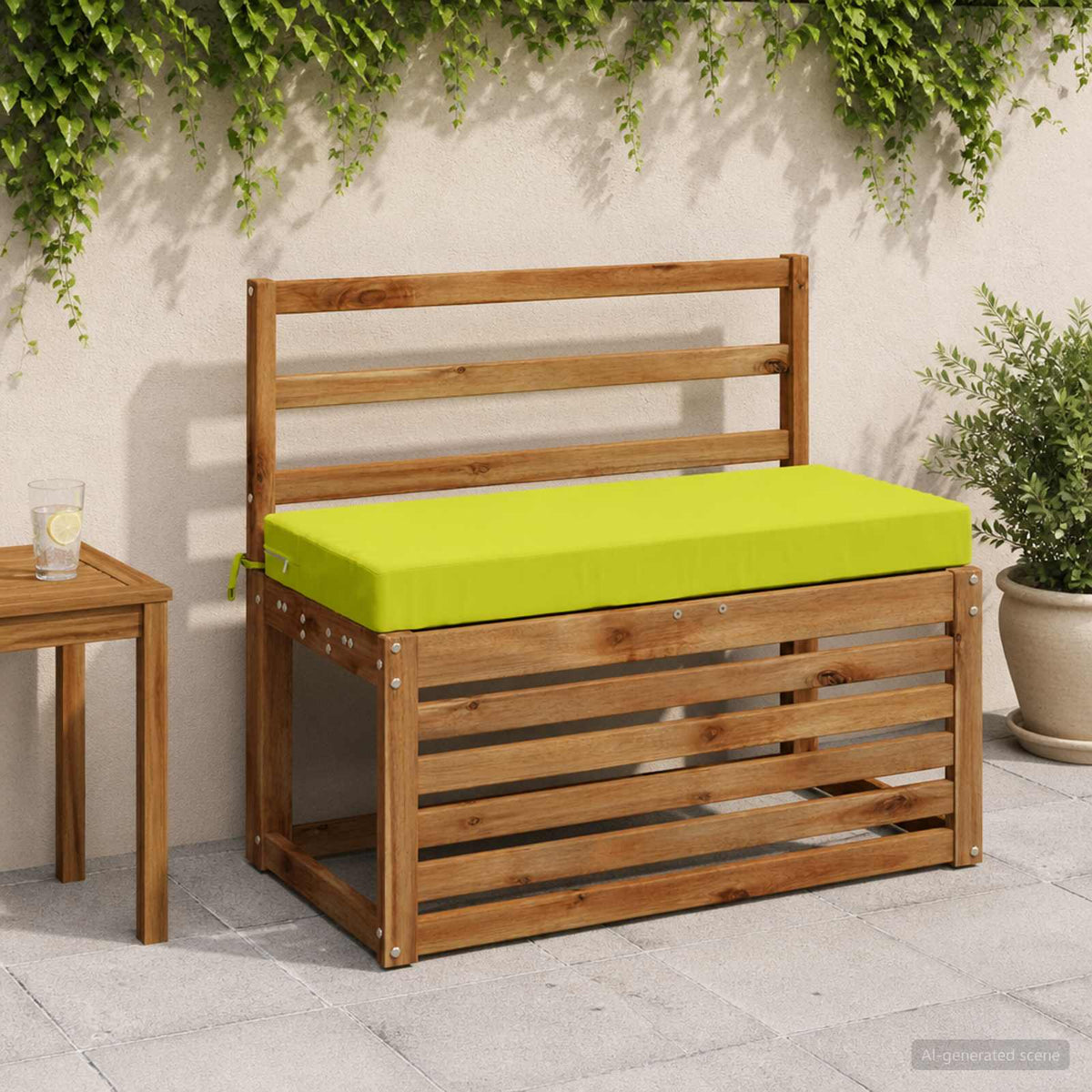 Bench Cushion SOEST 100% Polyester Bright Green 60 x 40 x 8 cm
