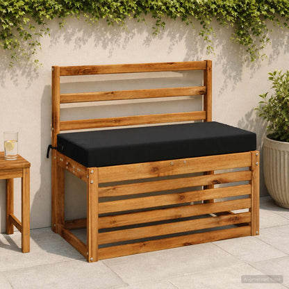 Bench Cushion SOEST 100% Polyester Black 60 x 40 x 8 cm