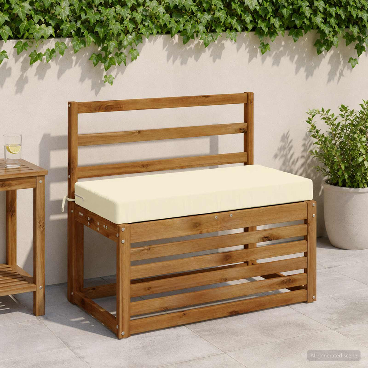 2-Piece Bench Cushions SOEST 2 pcs 100% Polyester Cream