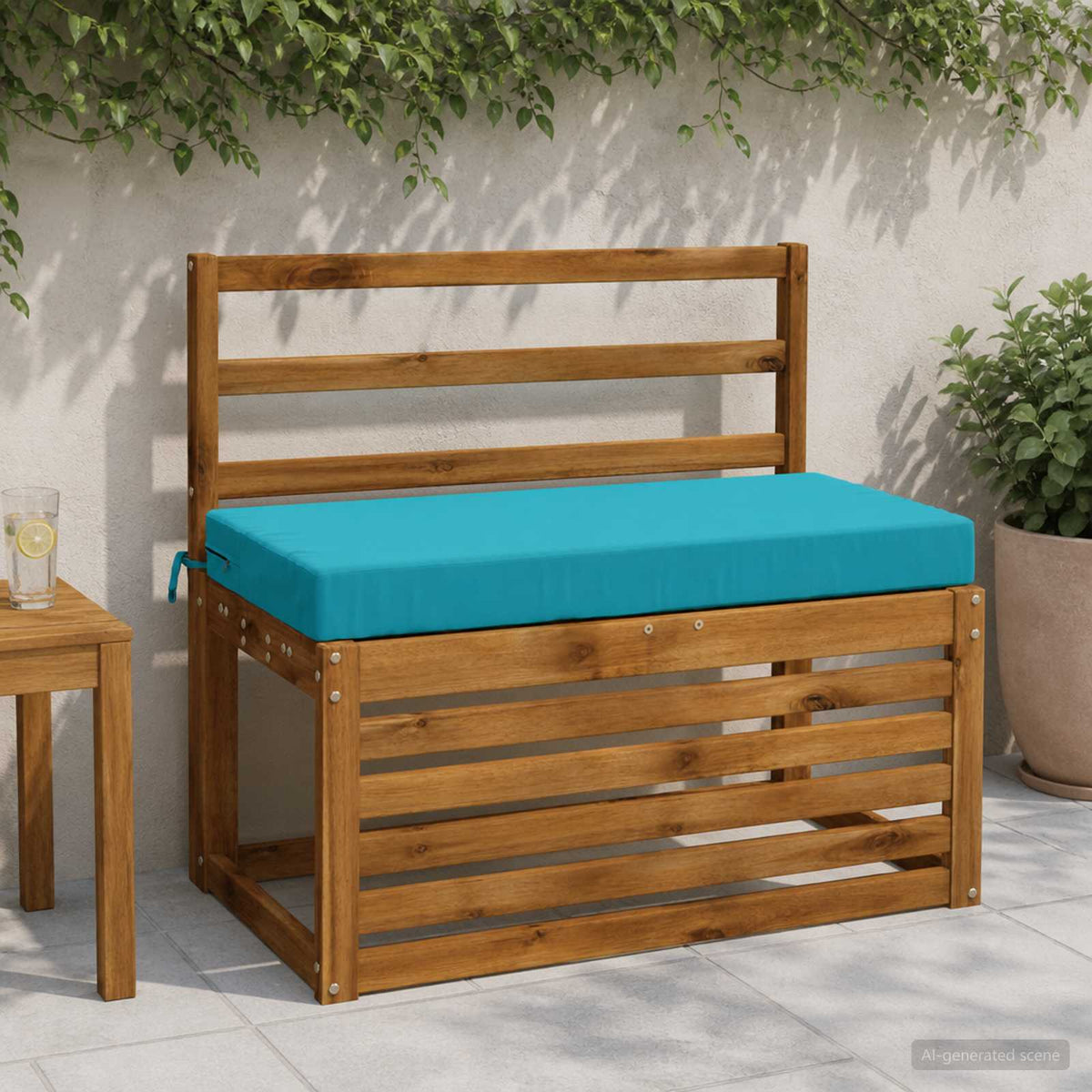 Bench Cushion SOEST 100% Polyester Turquoise 80 x 40 x 8 cm