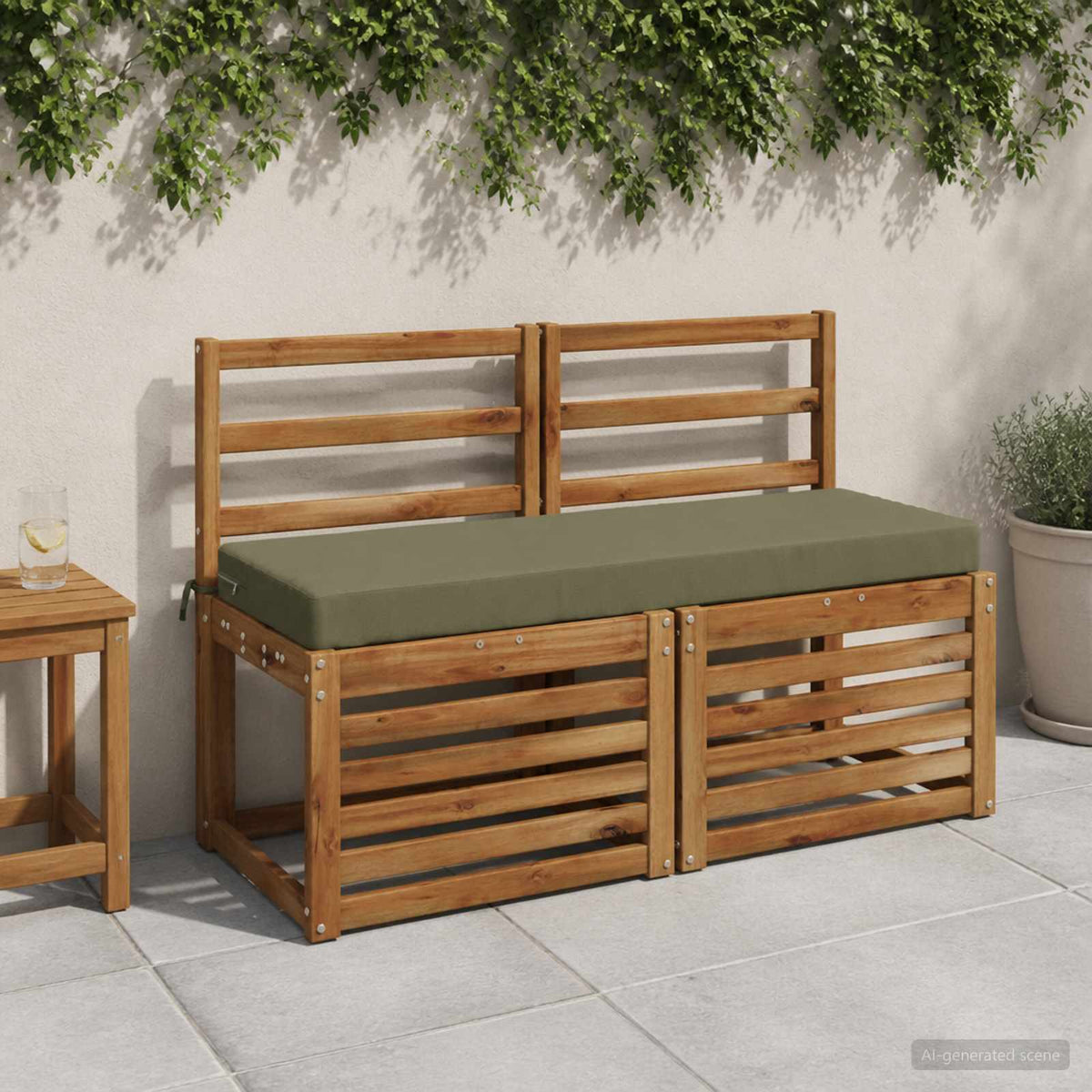 2-Piece Bench Cushions SOEST 2 pcs 100% Polyester Olive Green
