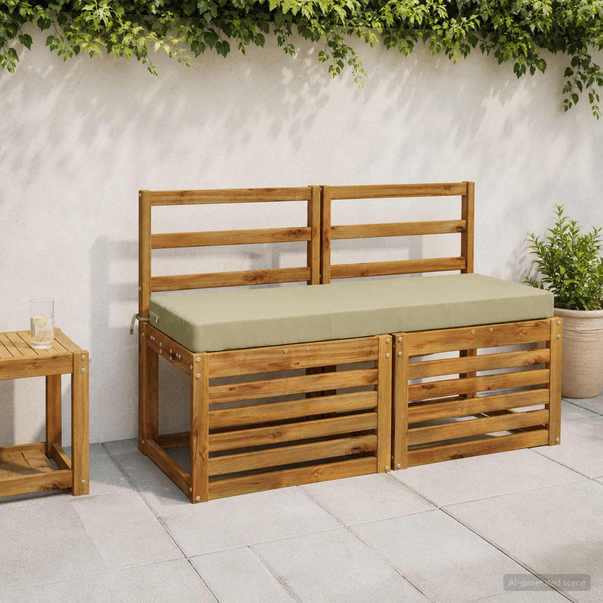 2-Piece Bench Cushions SOEST 2 pcs 100% Polyester Light Green