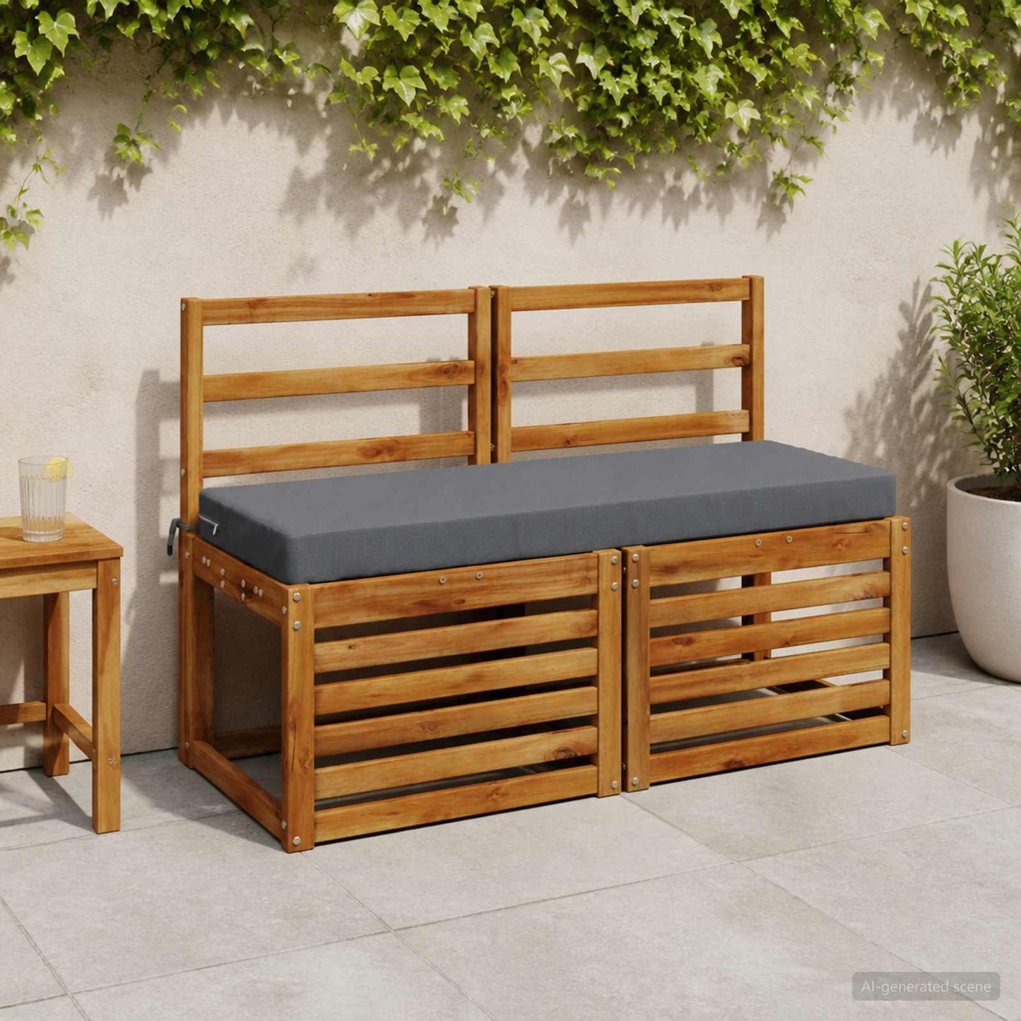 Bench Cushion SOEST 100% Polyester Blue 110 x 40 x 8 cm