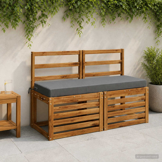 2-Piece Bench Cushions SOEST 2 pcs 100% Polyester Grey