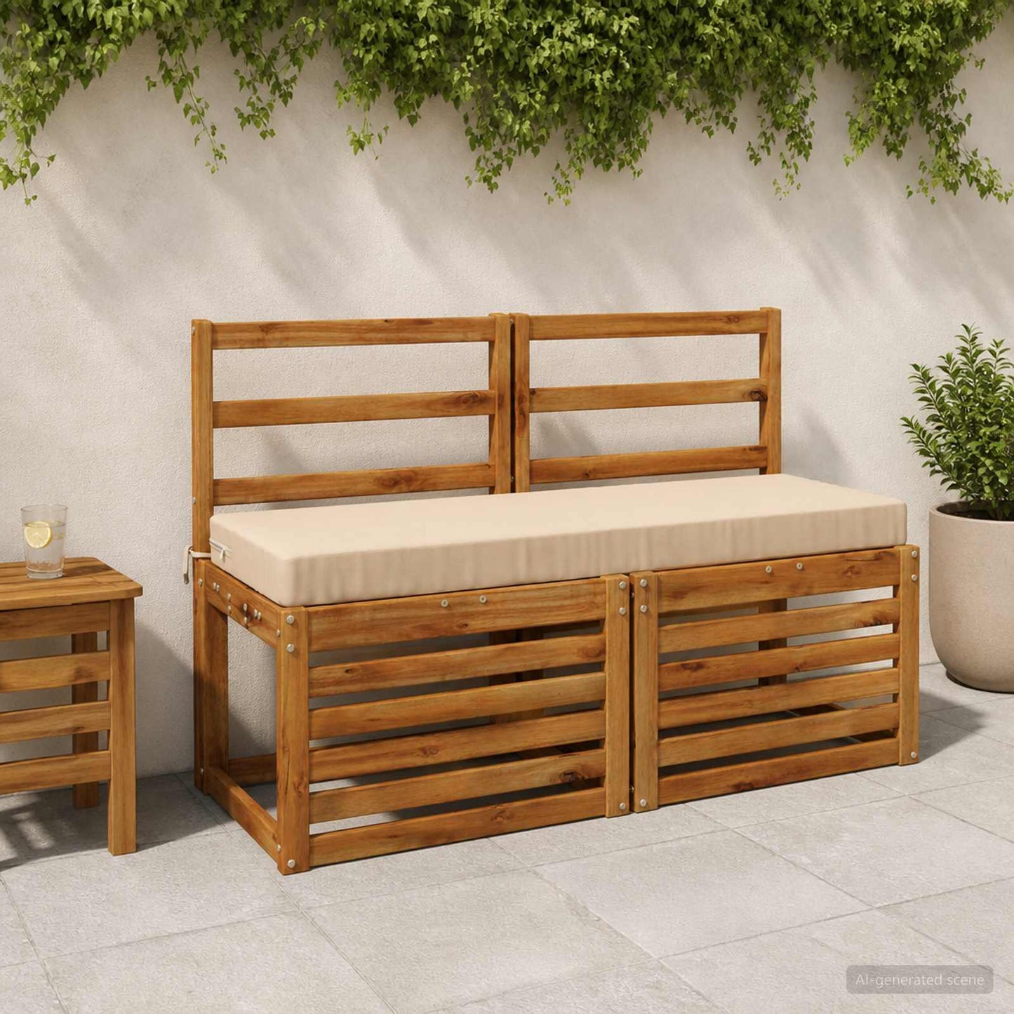 Bench Cushion SOEST 100% Polyester Cream 120 x 40 x 8 cm
