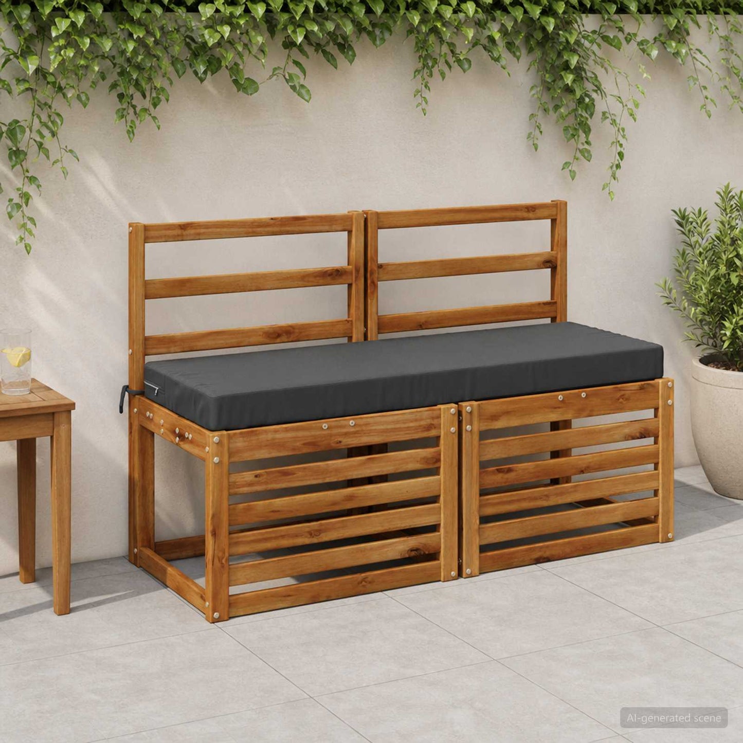 Bench Cushion SOEST 100% Polyester Anthracite 100 x 40 x 8 cm
