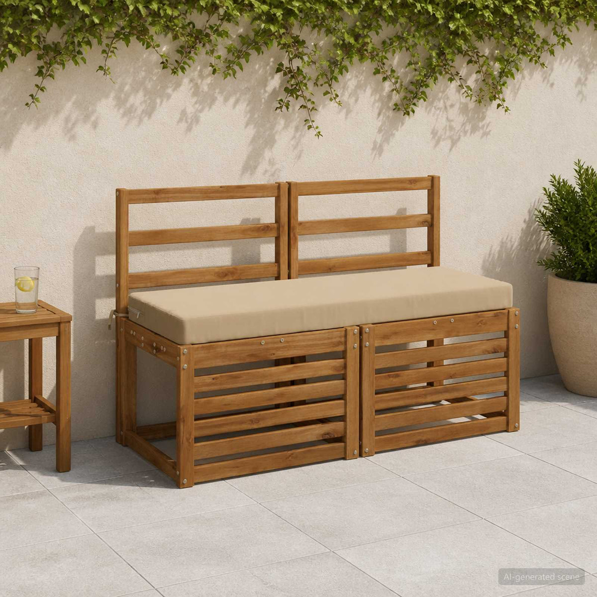 2-Piece Bench Cushions SOEST 2 pcs 100% Polyester Beige