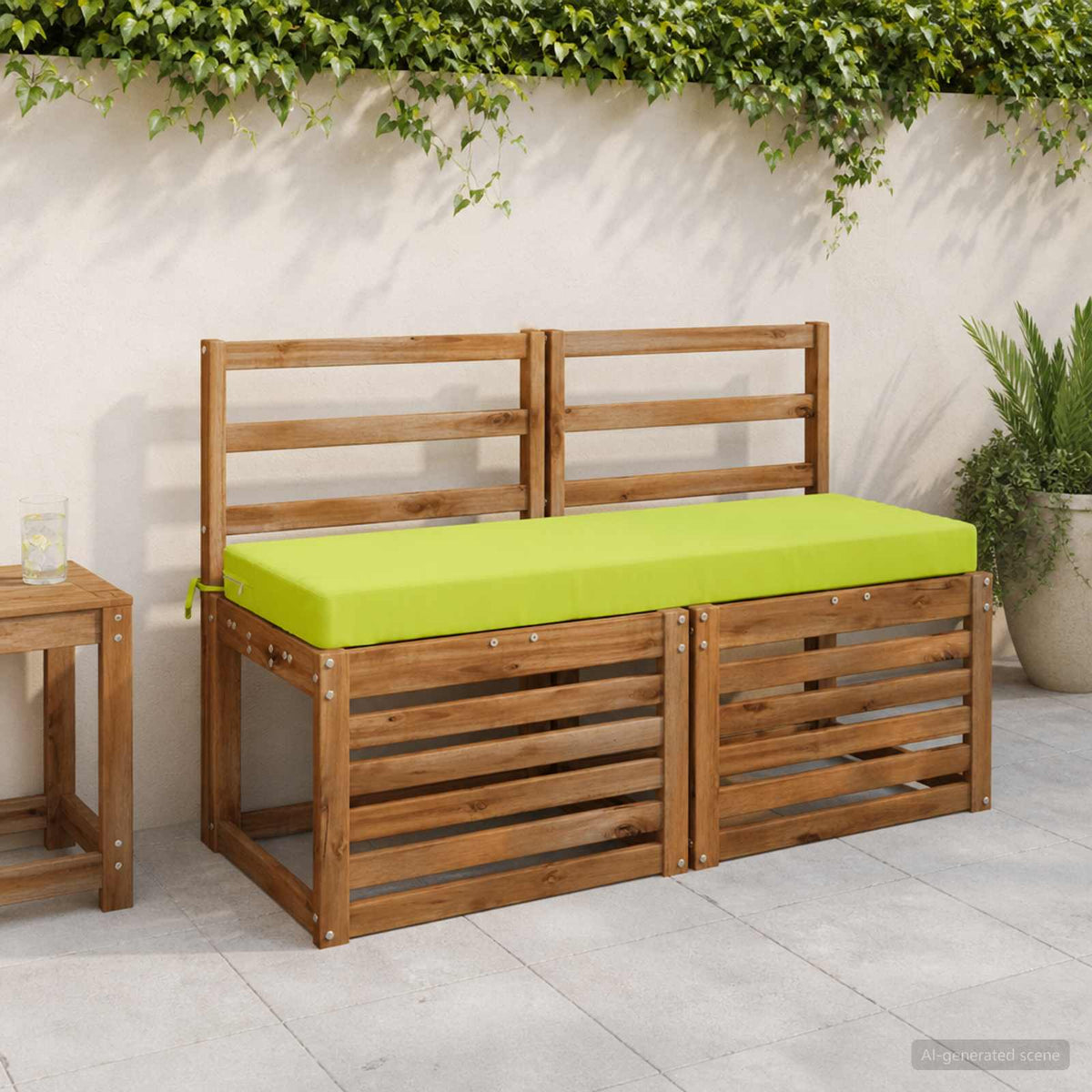 Bench Cushion SOEST 100% Polyester Bright Green 120 x 40 x 8 cm