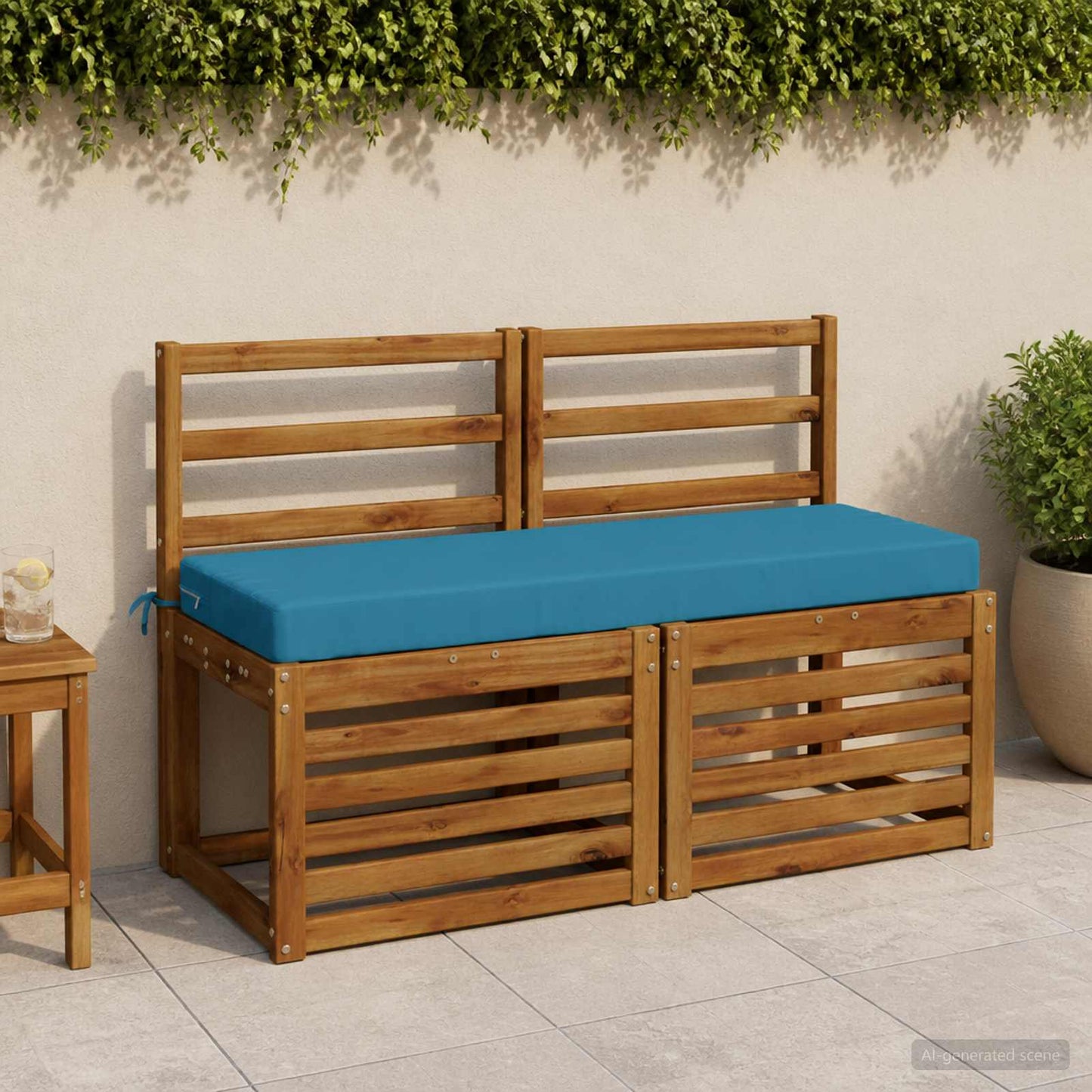 2-Piece Bench Cushions SOEST 2 pcs 100% Polyester Light Blue