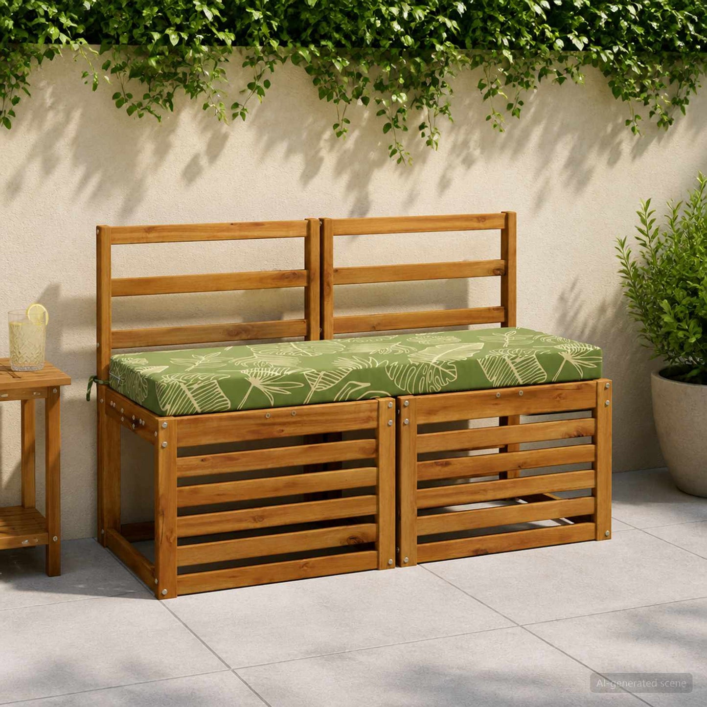 Bench Cushion SOEST 100% Polyester Leaf Design 110 x 40 x 8 cm