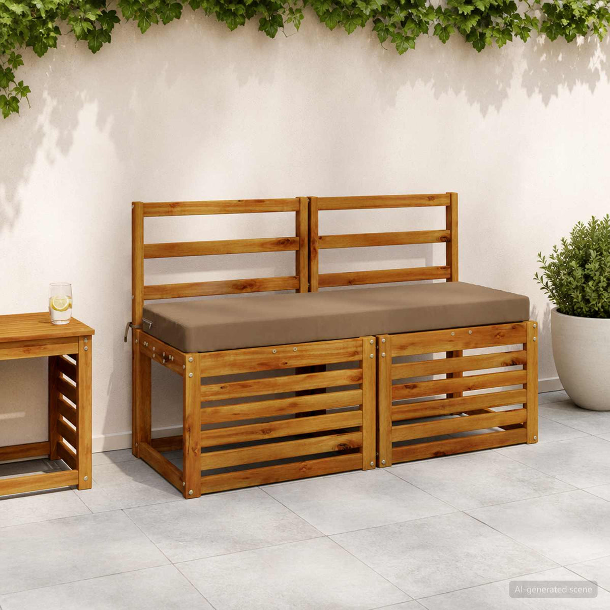 Bench Cushion SOEST 100% Polyester Taupe 120 x 40 x 8 cm