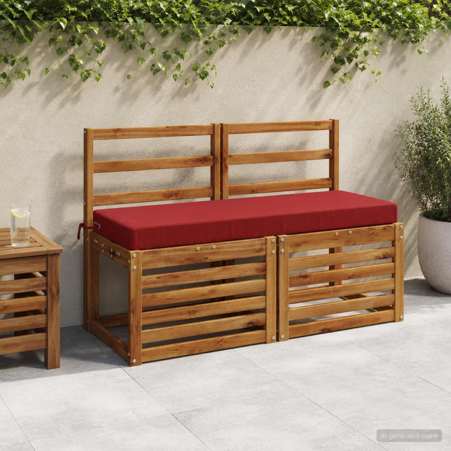 2-Piece Bench Cushions SOEST 2 pcs 100% Polyester Wine Red