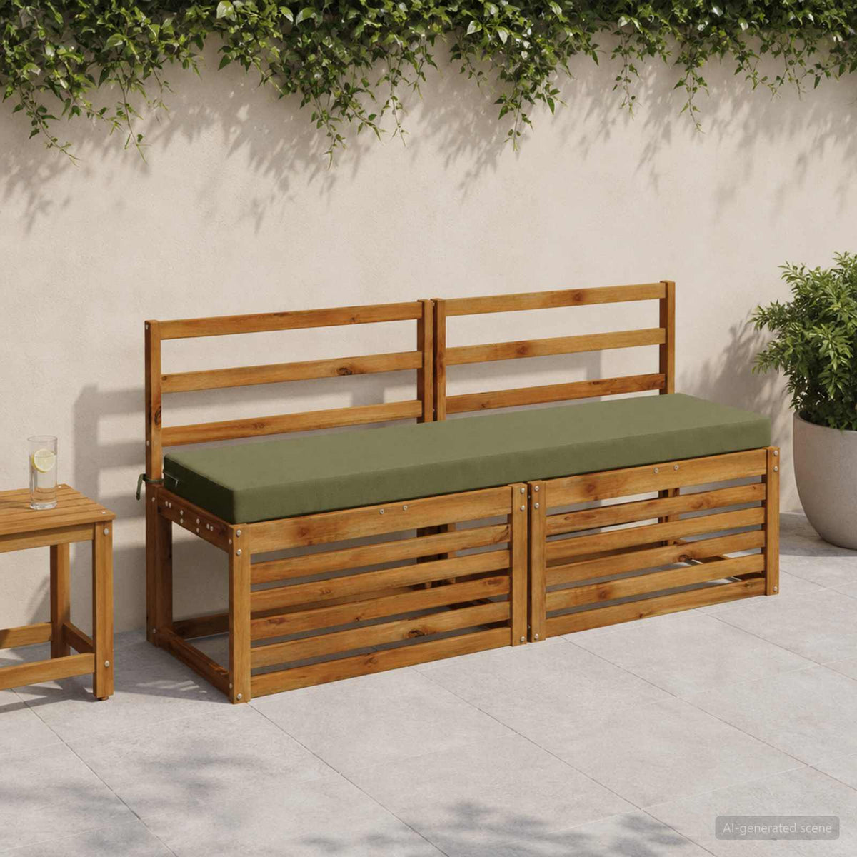 2-Piece Bench Cushions SOEST 2 pcs 100% Polyester Olive Green