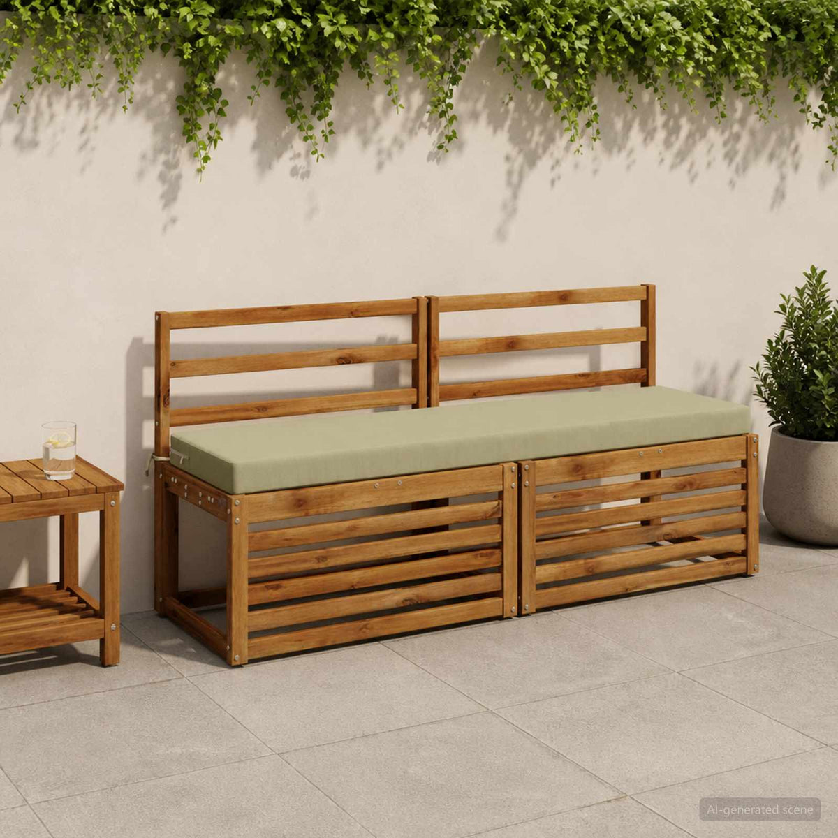 Bench Cushion SOEST 100% Polyester Light Green 140 x 40 x 8 cm