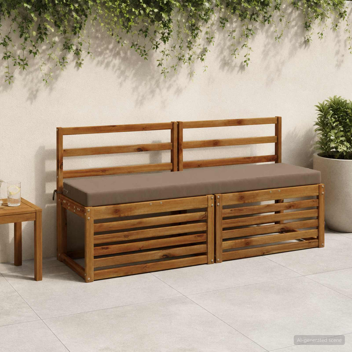 2-Piece Bench Cushions SOEST 2 pcs 100% Polyester Taupe