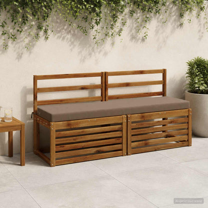 2-Piece Bench Cushions SOEST 2 pcs 100% Polyester Taupe