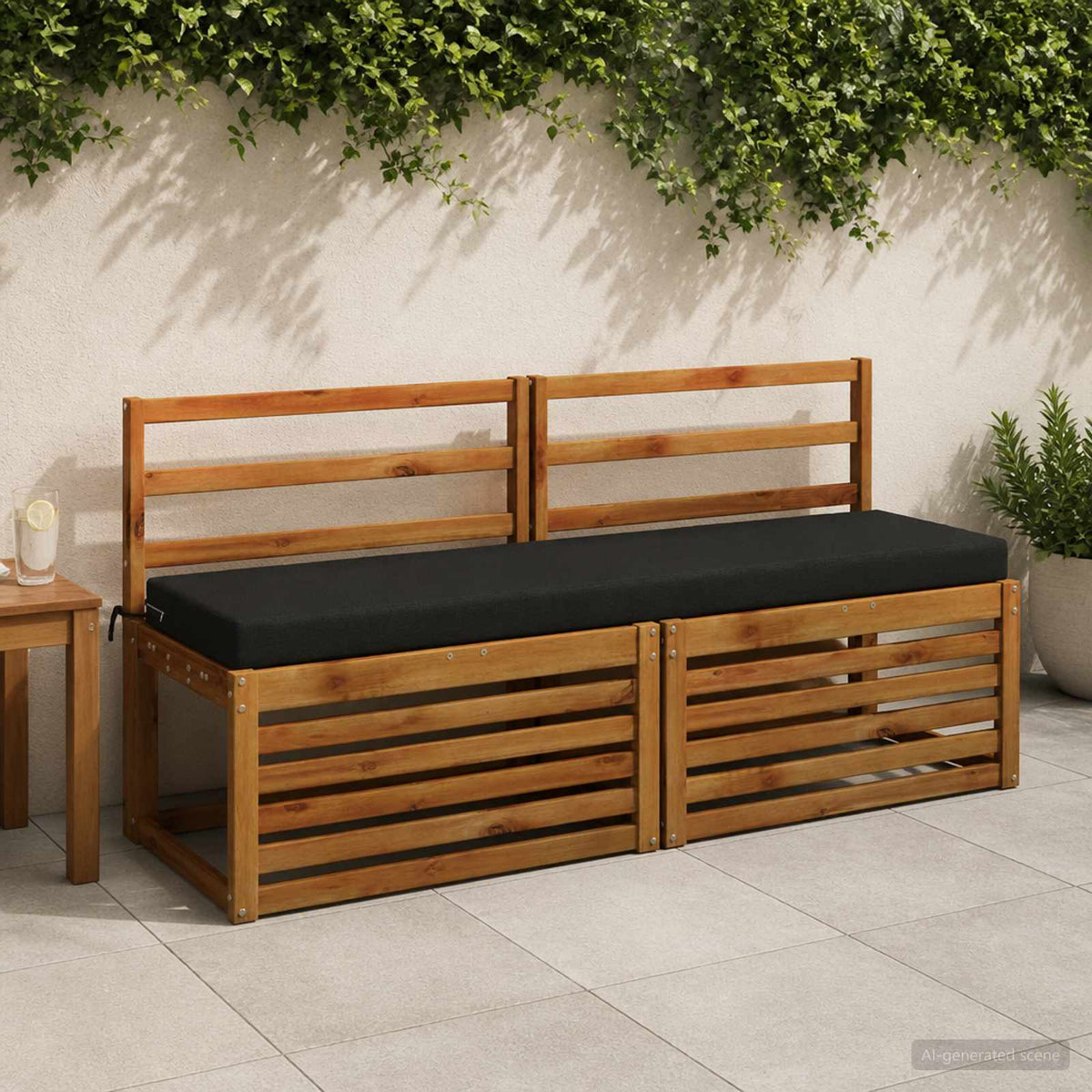 Bench Cushion SOEST 100% Polyester Black 160 x 40 x 8 cm