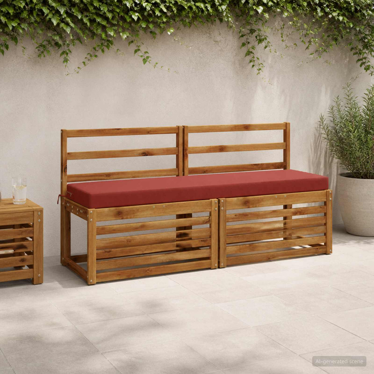 Bench Cushion SOEST 100% Polyester Red 140 x 40 x 8 cm