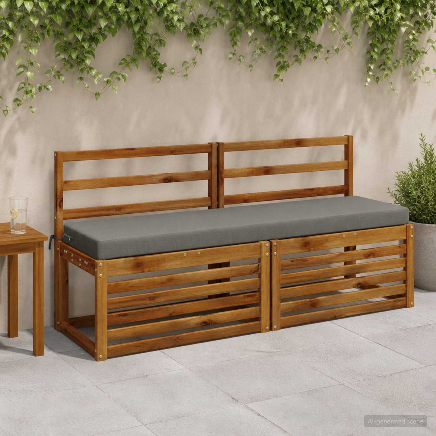 Bench Cushion SOEST 100% Polyester Grey 140 x 40 x 8 cm
