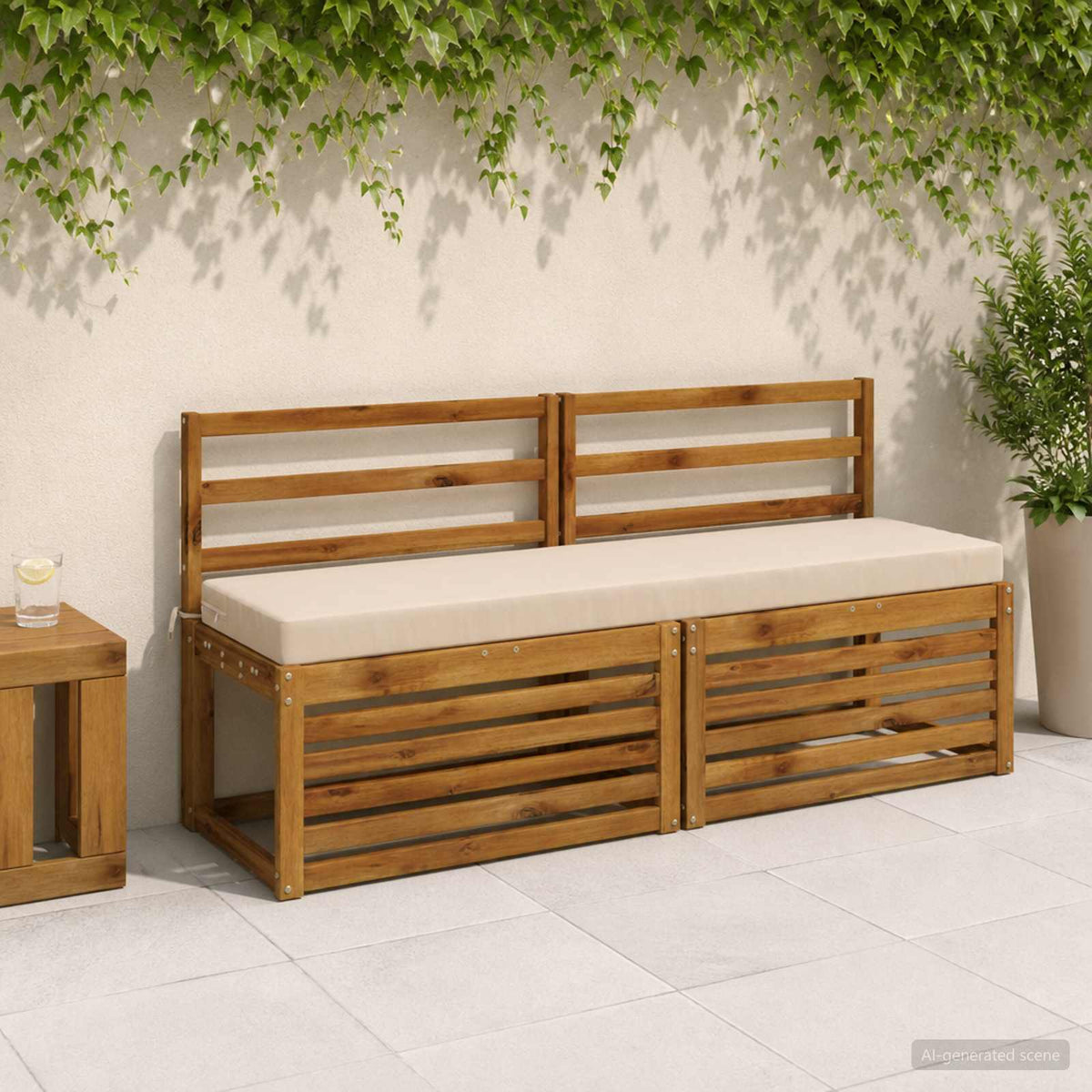 Bench Cushion SOEST 100% Polyester Cream 150 x 40 x 8 cm