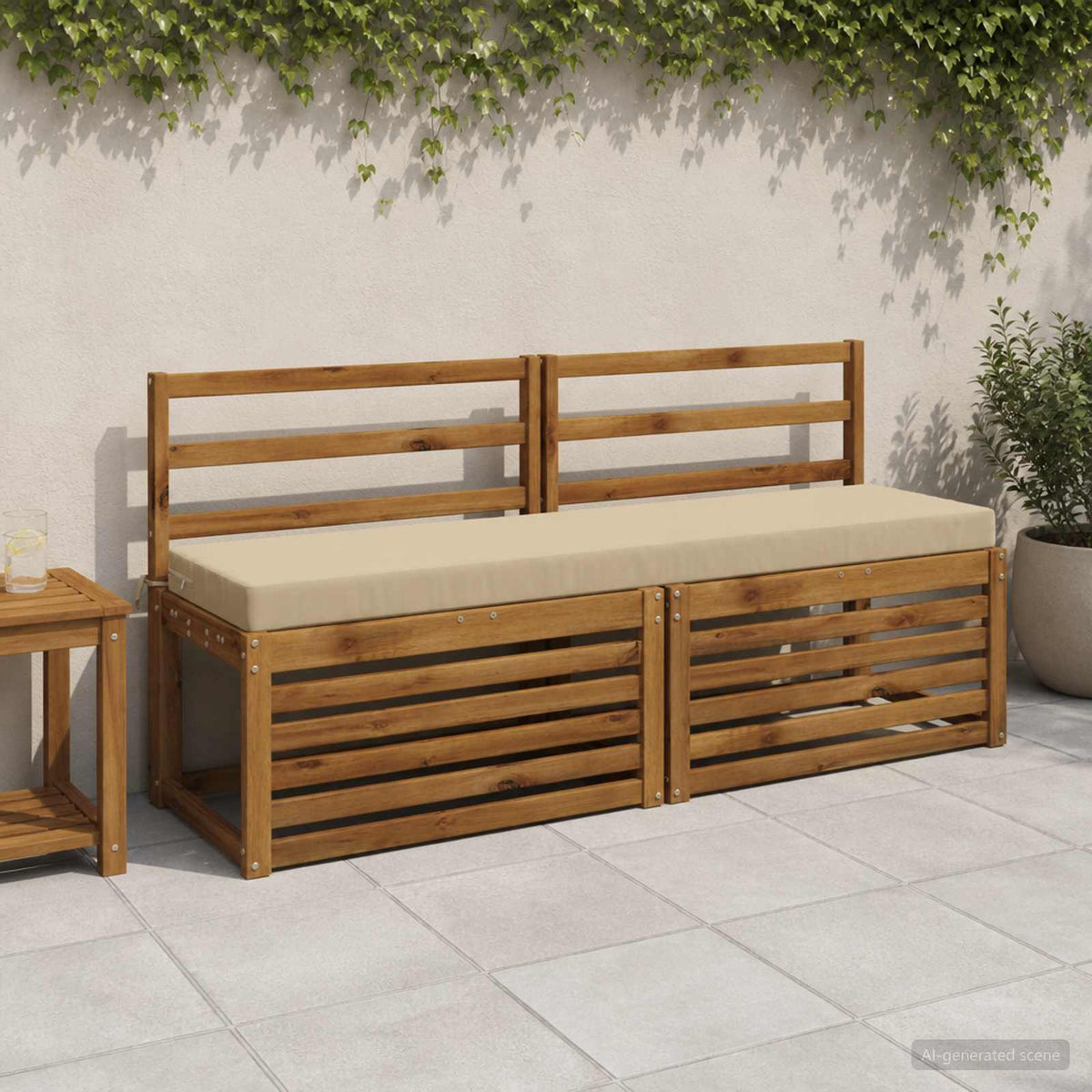 2-Piece Bench Cushions SOEST 2 pcs 100% Polyester Beige
