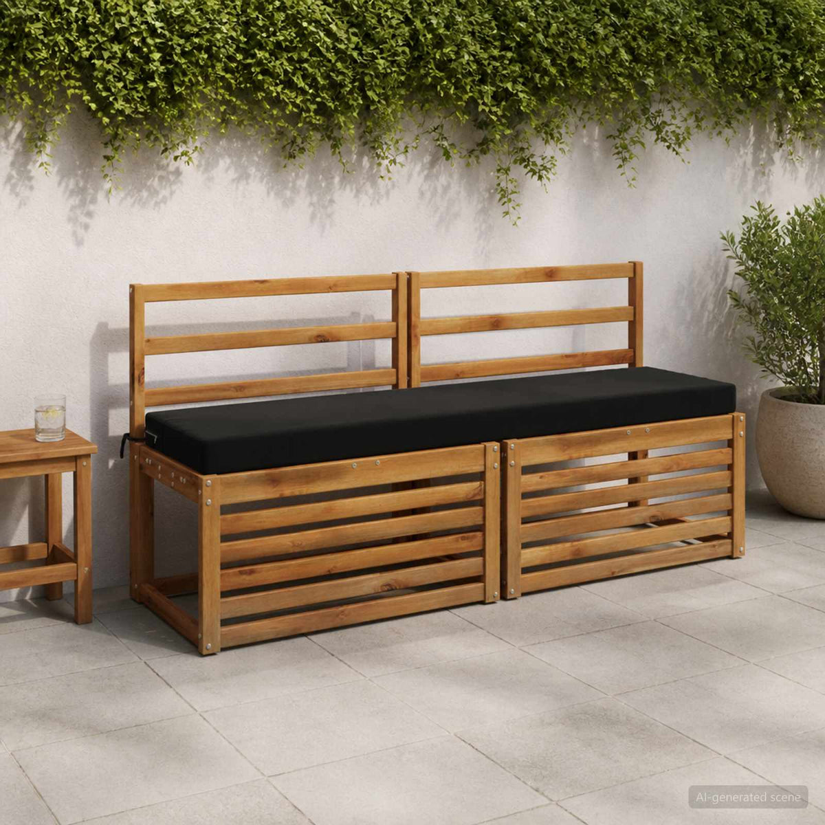 Bench Cushion SOEST 100% Polyester Black 150 x 40 x 8 cm