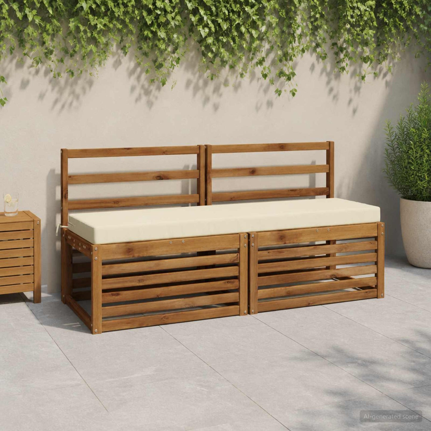 Bench Cushion SOEST 100% Polyester Cream 140 x 40 x 8 cm