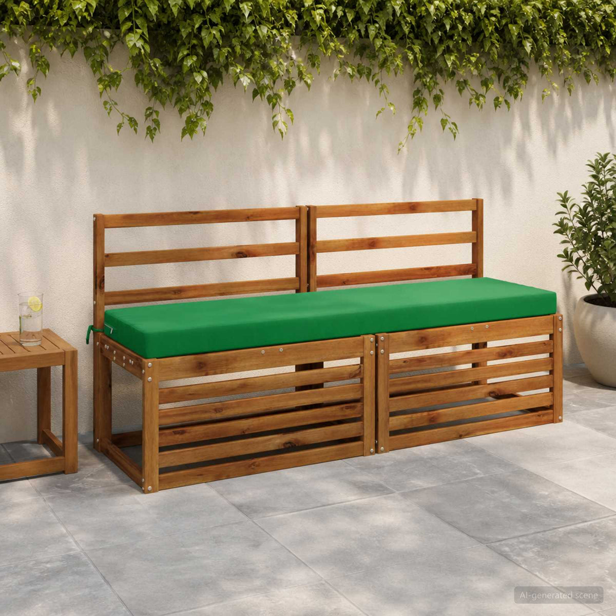 2-Piece Bench Cushions SOEST 2 pcs 100% Polyester Green