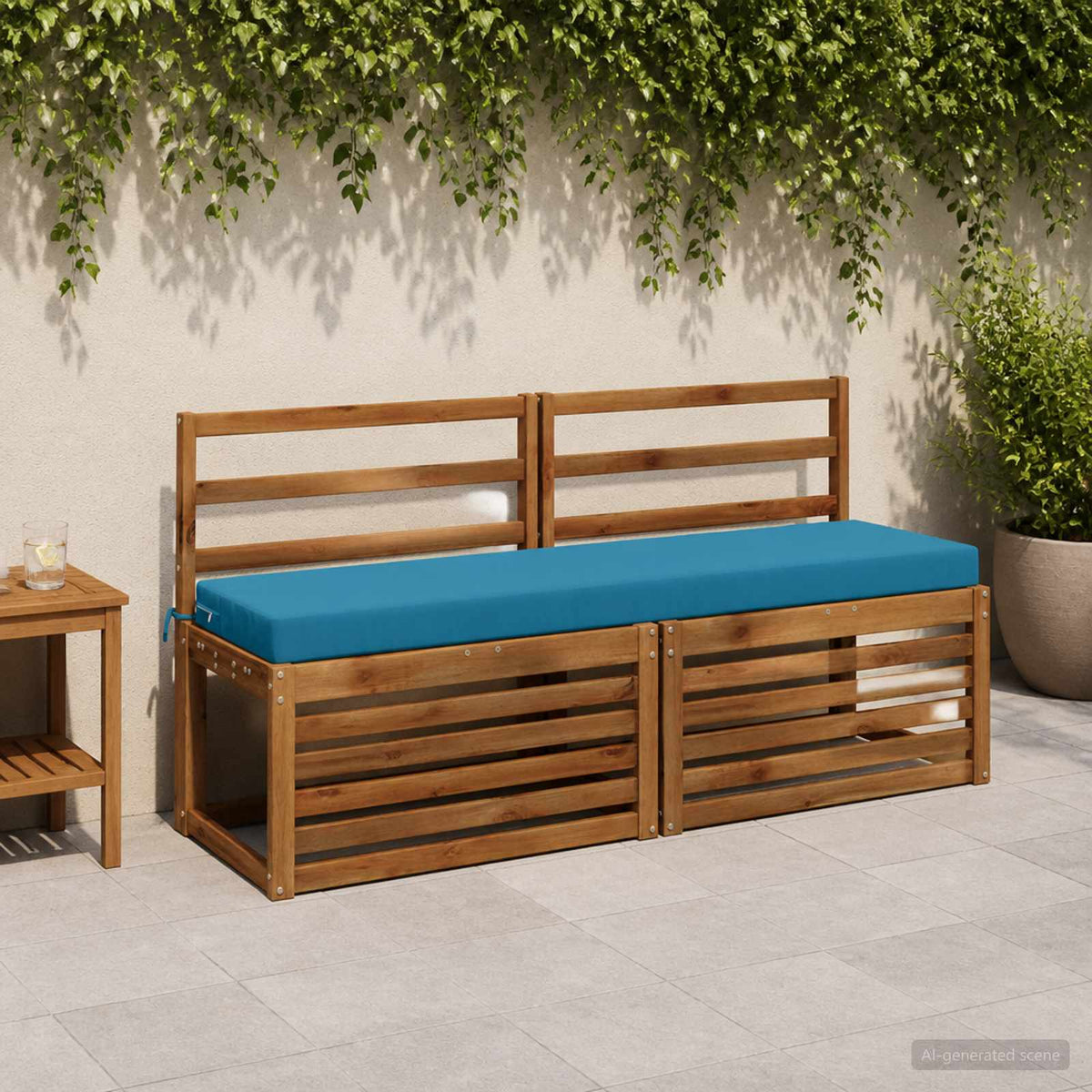 2-Piece Bench Cushions SOEST 2 pcs 100% Polyester Light Blue