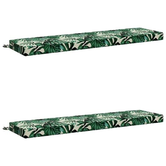 2-Piece Bench Cushions SOEST 2 pcs 100% Polyester Leaf Pattern