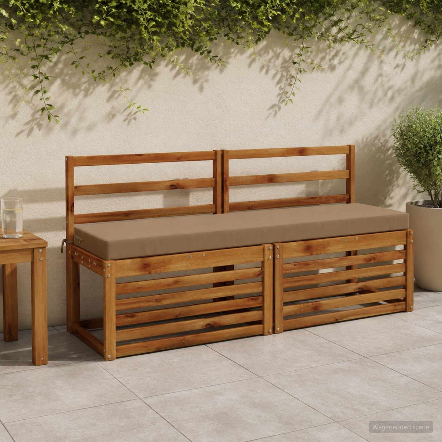 2-Piece Bench Cushions SOEST 2 pcs 100% Polyester Taupe