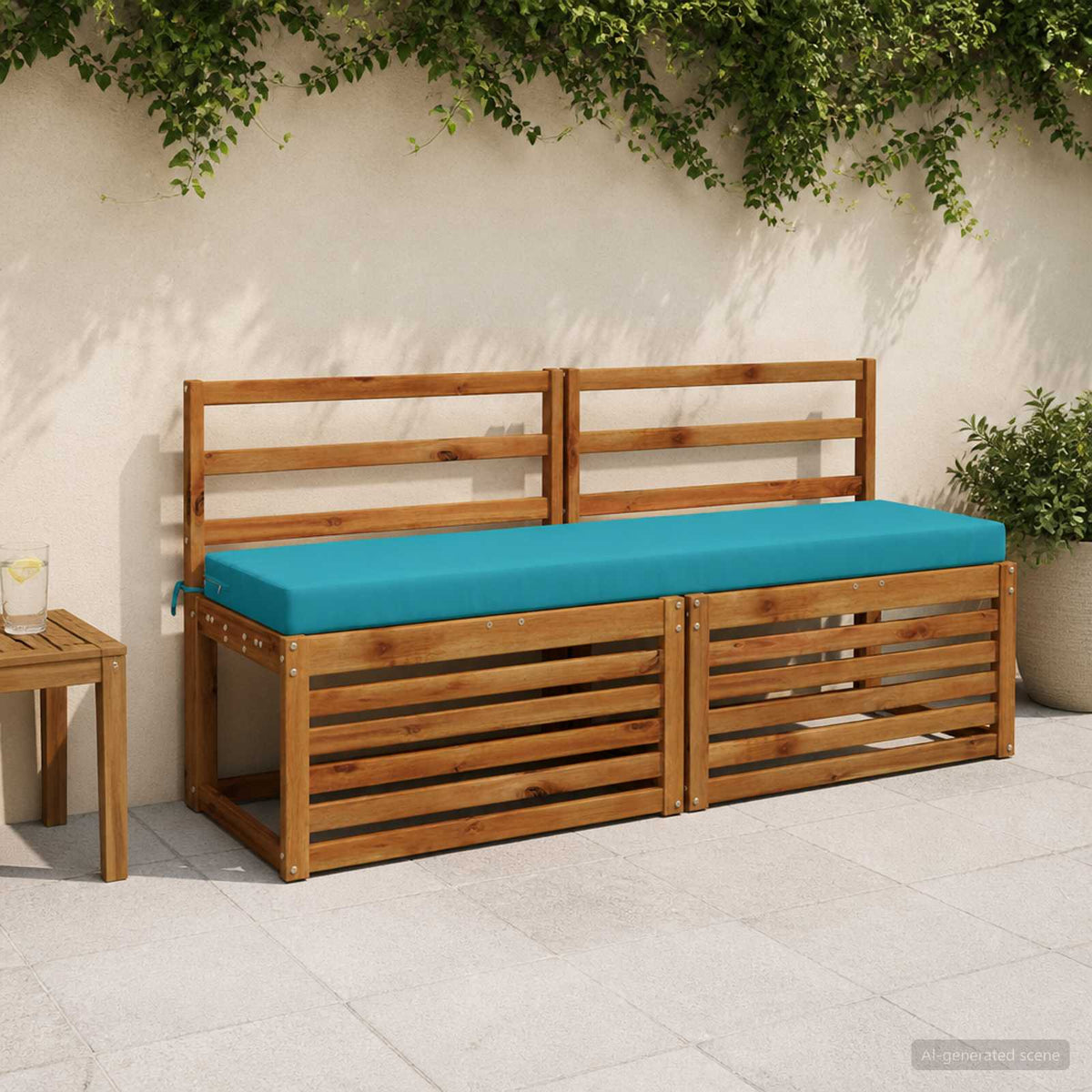 2-Piece Bench Cushions SOEST 2 pcs 100% Polyester Turquoise