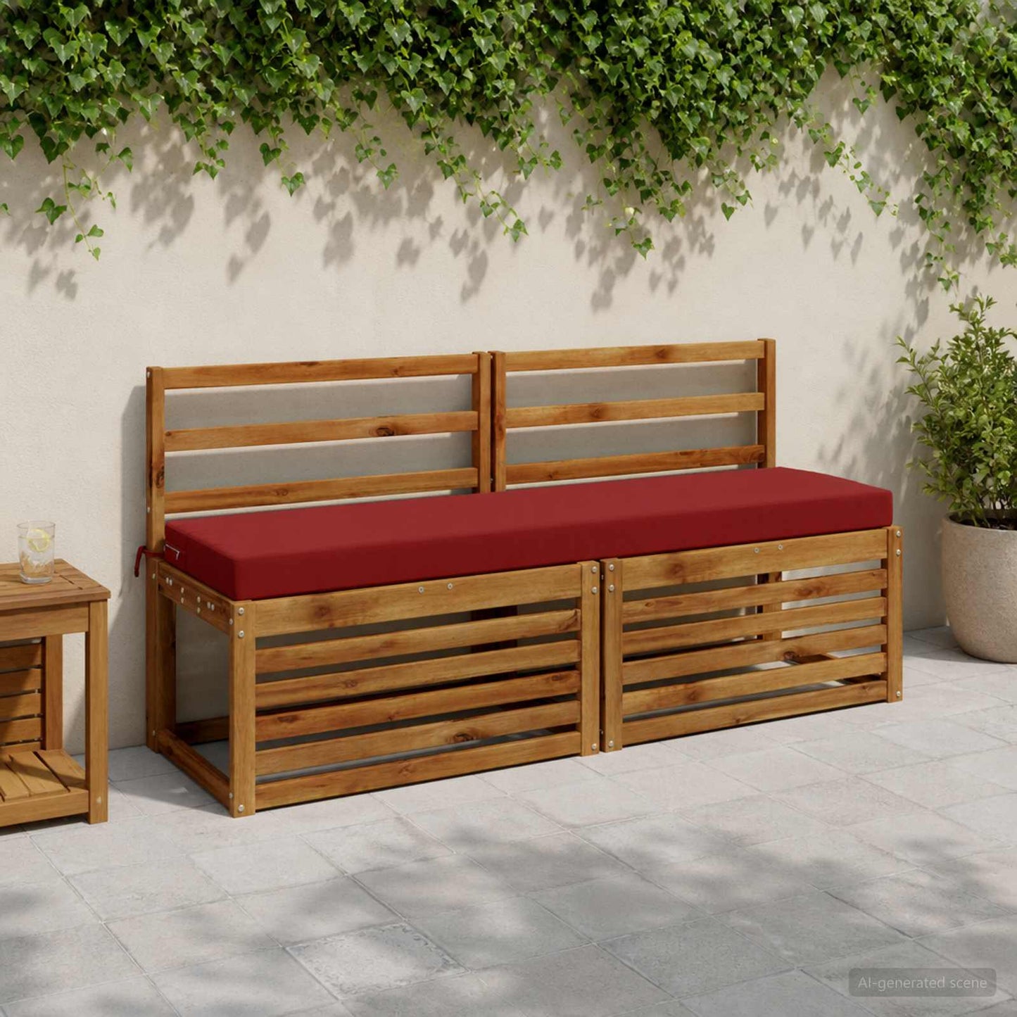 2-Piece Bench Cushions SOEST 2 pcs 100% Polyester Wine Red
