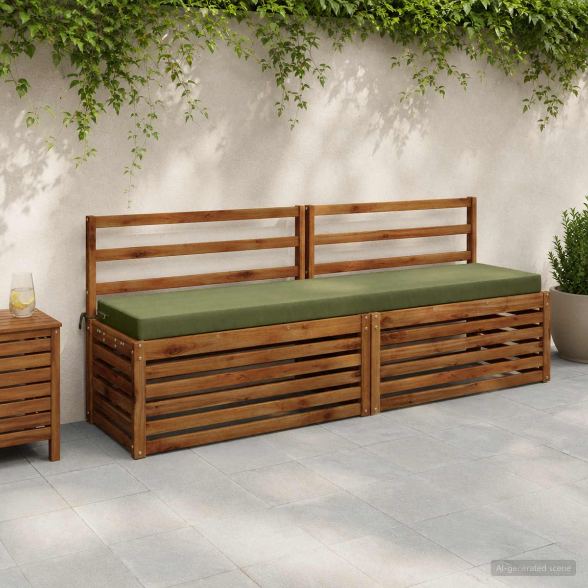 2-Piece Bench Cushions SOEST 2 pcs 100% Polyester Olive Green