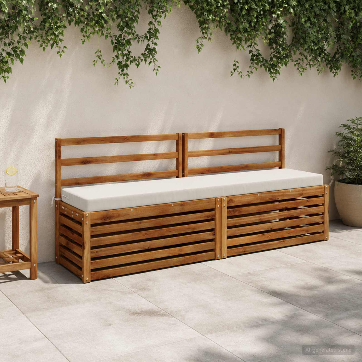 Bench Cushion SOEST 100% Polyester White 170 x 40 x 8 cm