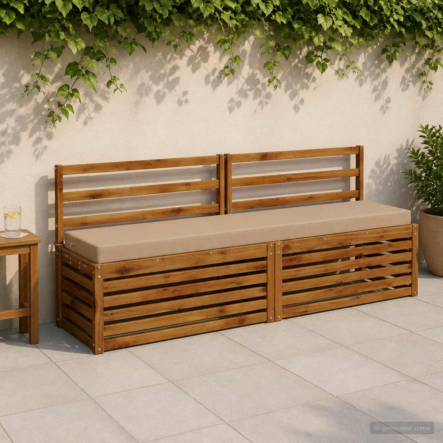 2-Piece Bench Cushions SOEST 2 pcs 100% Polyester Sand