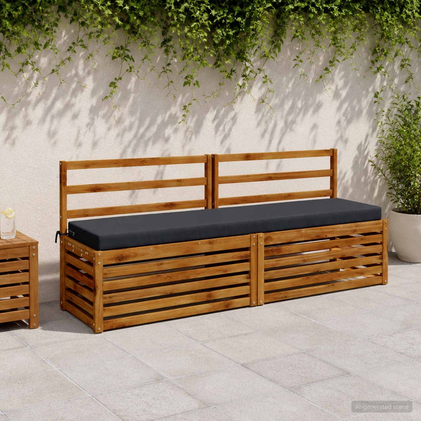 Bench Cushion SOEST 100% Polyester Dark Blue 180 x 40 x 8 cm